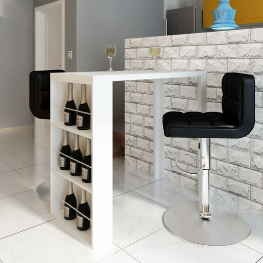 Berkfield Bar Table MDF with Wine Rack High Gloss White