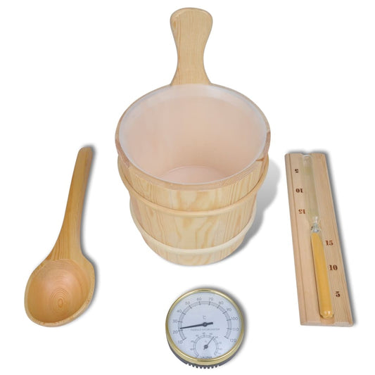 Berkfield 5 Piece Sauna Accessory Bucket Spoon Hourglass Thermo-hygrometer