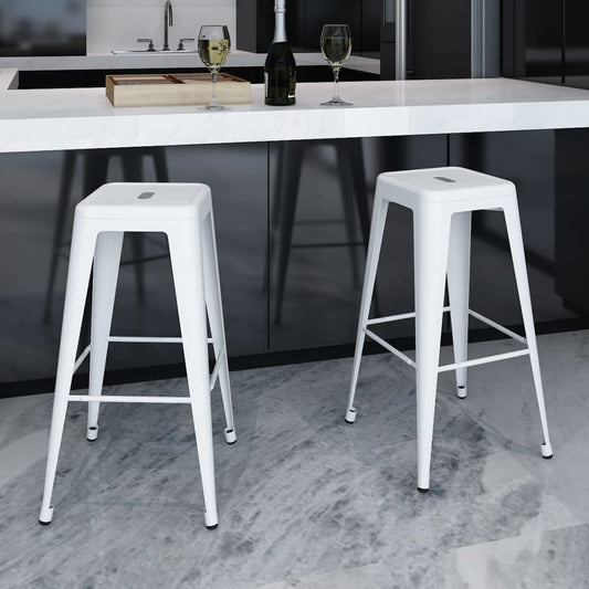 Berkfield Bar Stools 2 pcs White Steel