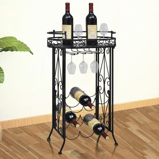 Berkfield Wine Rack with Glass Holder for 9 Bottles Metal