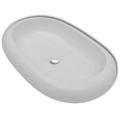 Luxury Ceramic Basin Oval-shaped Sink White 63 x 42 cm