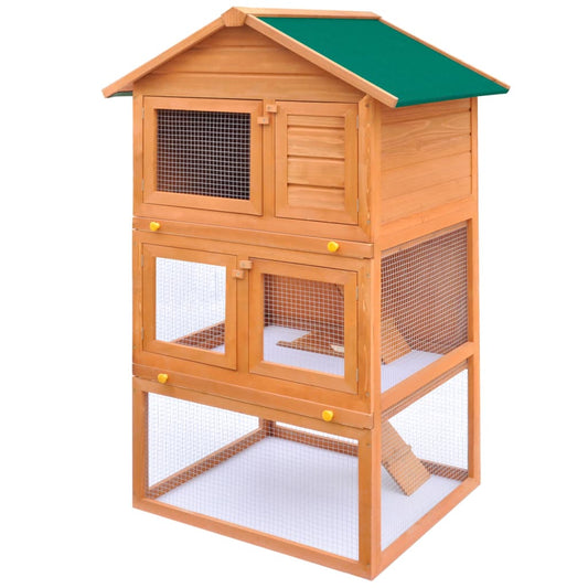 Berkfield Outdoor Rabbit Hutch Small Animal House Pet Cage 3 Layers Wood