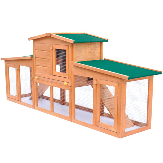 Berkfield Large Rabbit Hutch Small Animal House Pet Cage with Roofs Wood