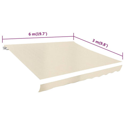 Berkfield Awning Top Sunshade Canvas Cream 6 x 3 m