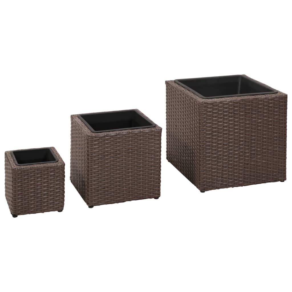 Berkfield Garden Raised Beds 3 pcs Poly Rattan Brown