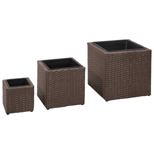 Berkfield Garden Raised Beds 3 pcs Poly Rattan Brown