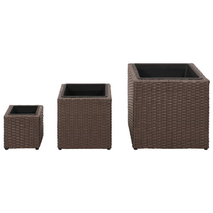 Berkfield Garden Raised Beds 3 pcs Poly Rattan Brown