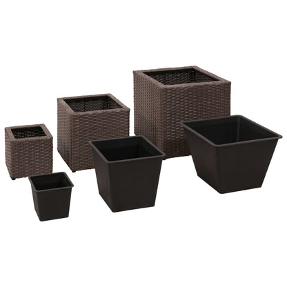 Berkfield Garden Raised Beds 3 pcs Poly Rattan Brown