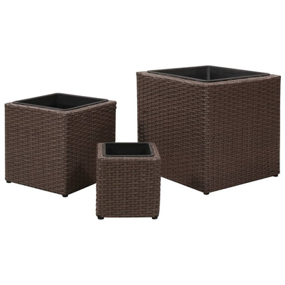 Berkfield Garden Raised Beds 3 pcs Poly Rattan Brown
