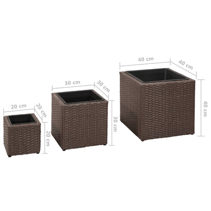 Berkfield Garden Raised Beds 3 pcs Poly Rattan Brown