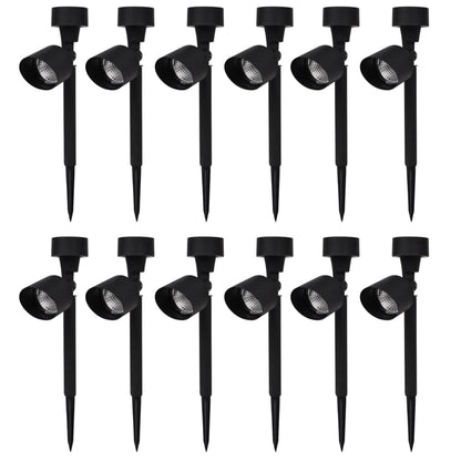 Outdoor Solar Powered LED Spotlight Black 12 pcs