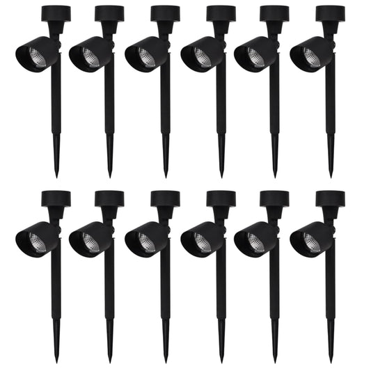 Outdoor Solar Powered LED Spotlight Black 12 pcs