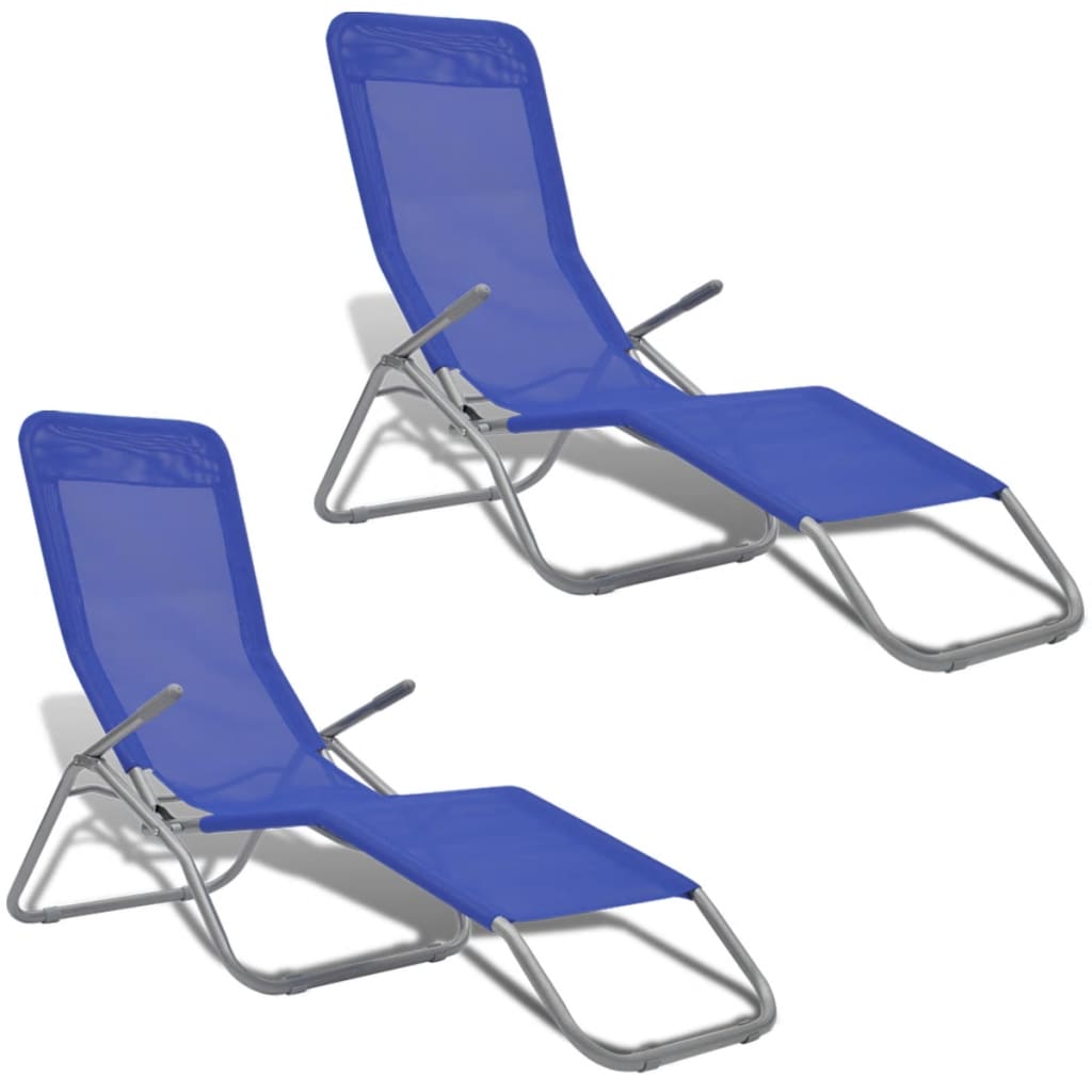 Berkfield Sun Loungers 2 pcs Steel Frame and Textilene Blue