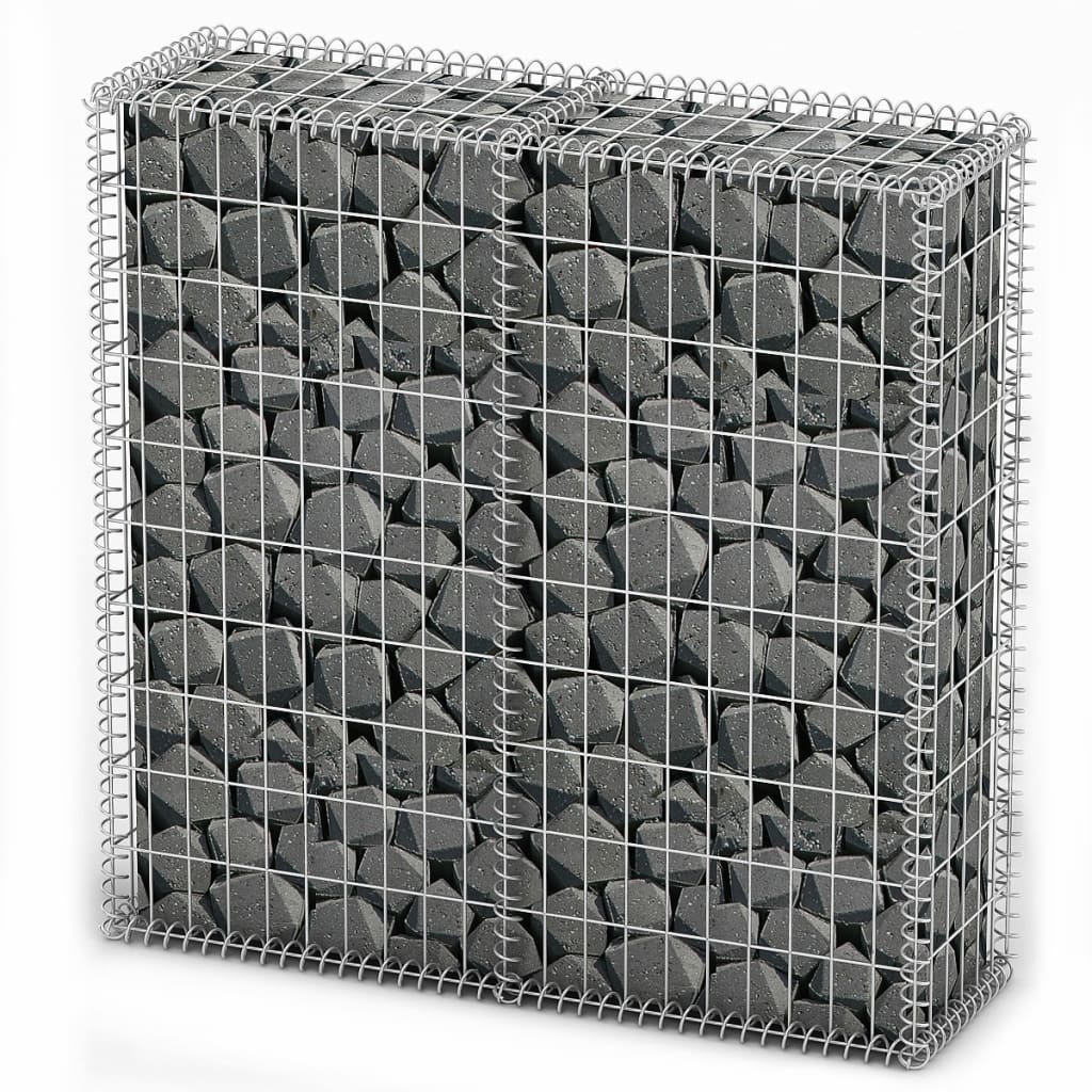Berkfield Gabion Basket with Lids Galvanised Wire 100 x 100 x 30 cm