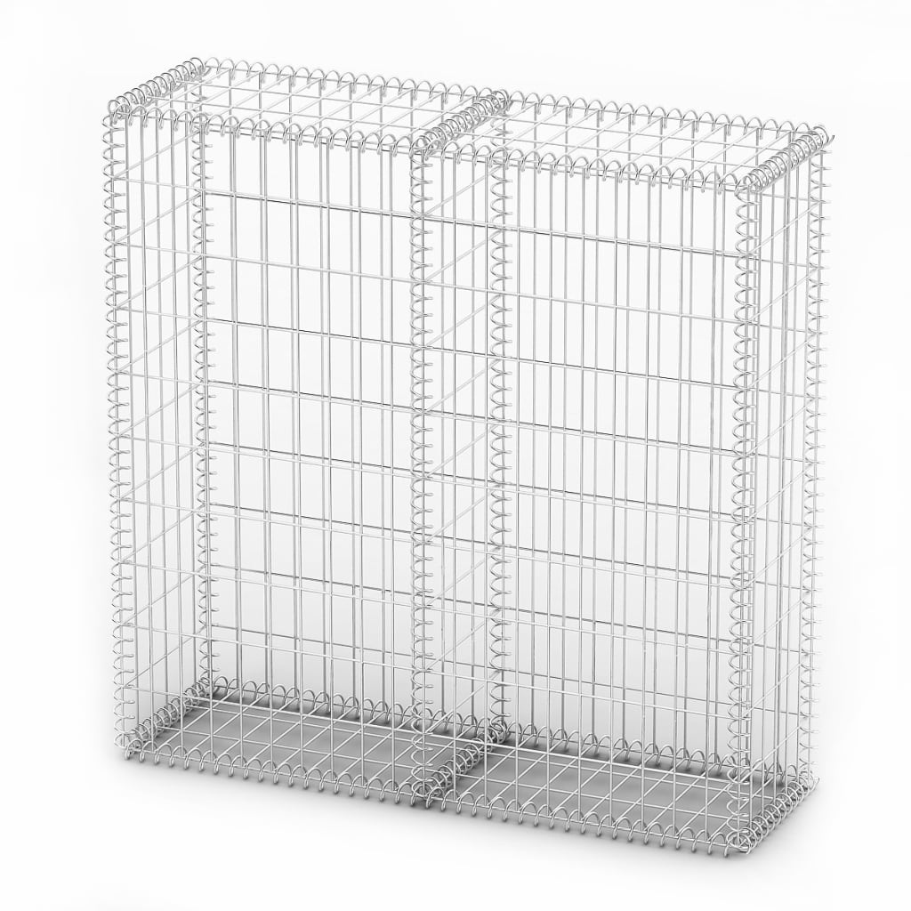 Berkfield Gabion Basket with Lids Galvanised Wire 100 x 100 x 30 cm