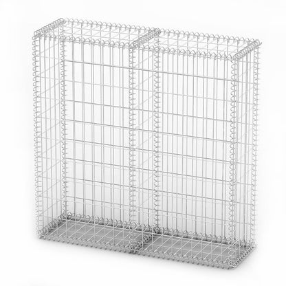 Berkfield Gabion Basket with Lids Galvanised Wire 100 x 100 x 30 cm