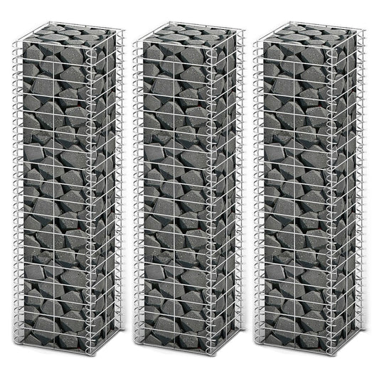 Berkfield Gabion Set 3 pcs Galvanised Wire 25 x 25 x 100 cm