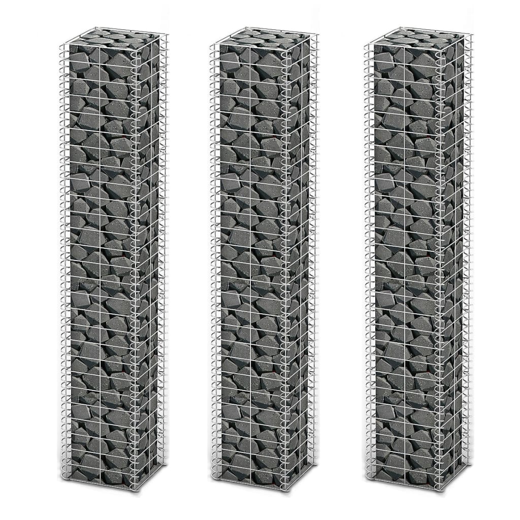 Berkfield Gabion Set 3 pcs Galvanised Wire 25 x 25 x 150 cm
