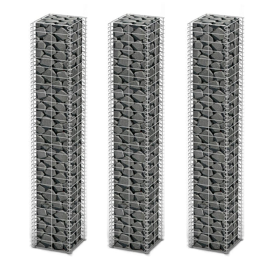 Berkfield Gabion Set 3 pcs Galvanised Wire 25 x 25 x 150 cm