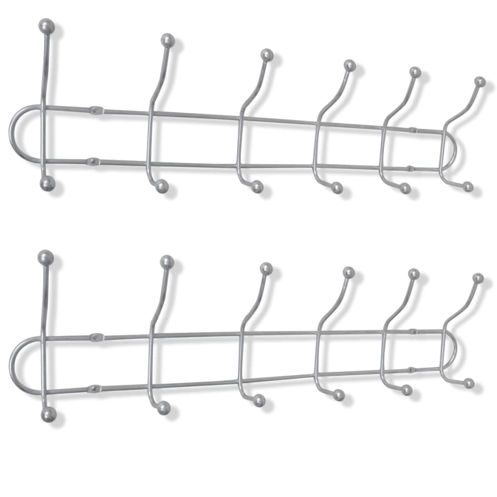 Berkfield Steel Wall Peg Board with 12 Hooks 2 pcs