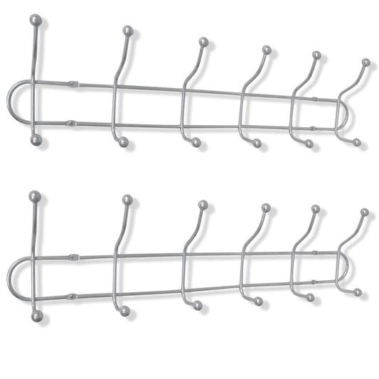 Berkfield Steel Wall Peg Board with 12 Hooks 2 pcs