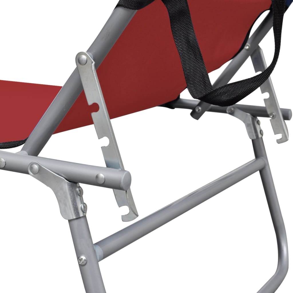 Berkfield Folding Sun Lounger with Canopy Steel and Fabric Red