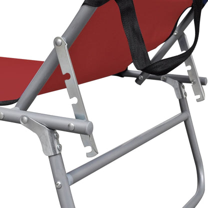 Berkfield Folding Sun Lounger with Canopy Steel and Fabric Red