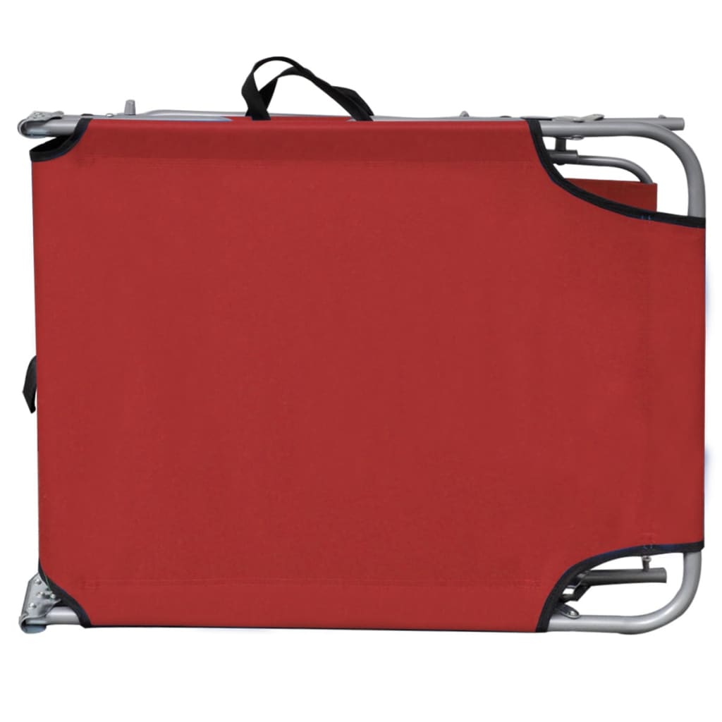 Berkfield Folding Sun Lounger with Canopy Steel and Fabric Red