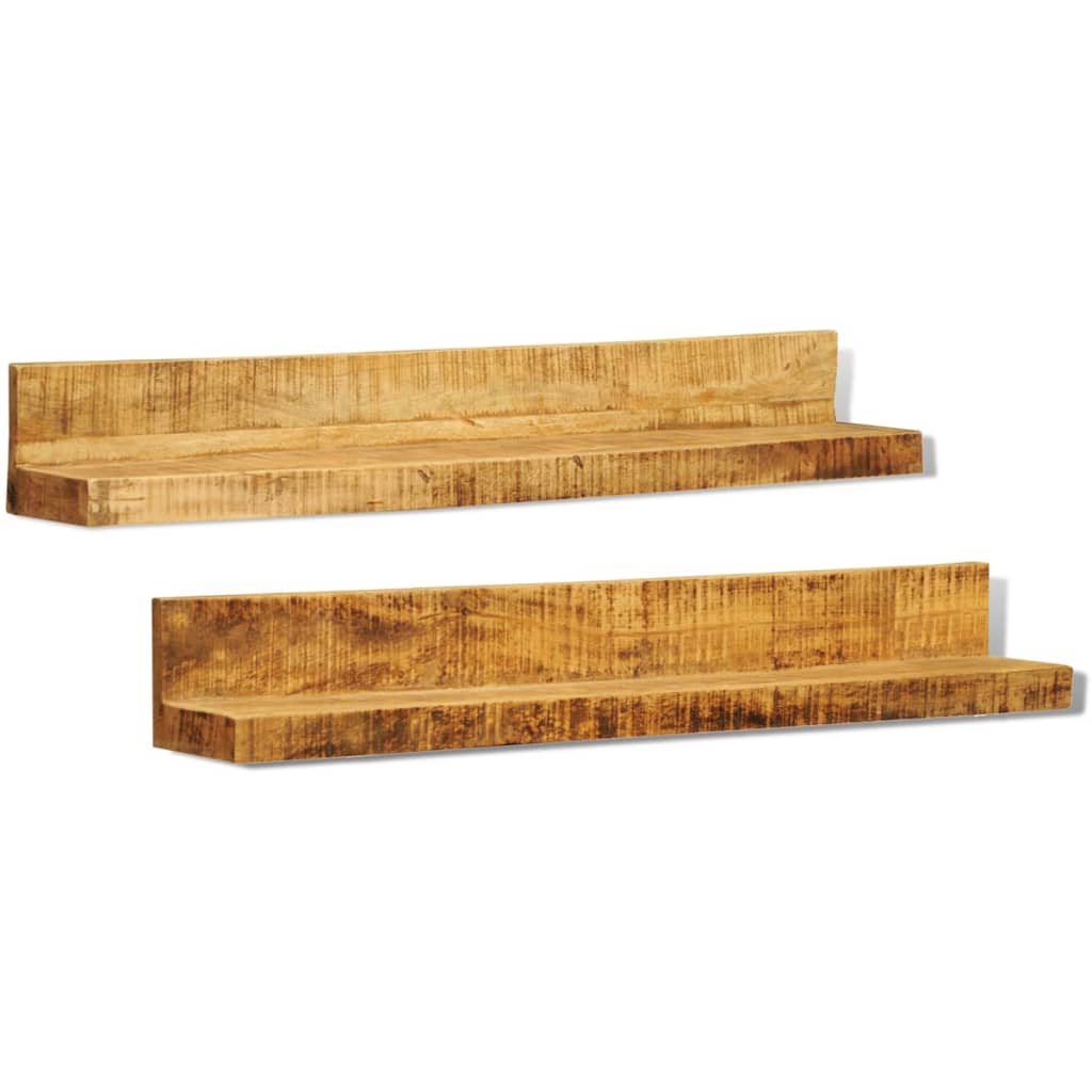 Berkfield Display Shelf 2 pcs Solid Wood Wall-Mounted
