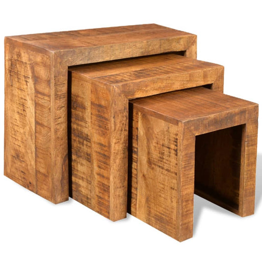 Berkfield Nesting Table Set 3 Pieces Solid Mango Wood