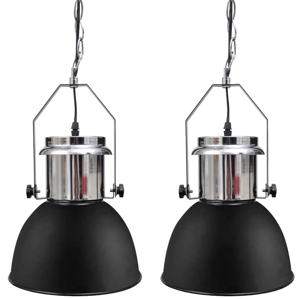 Berkfield Ceiling Lamp 2 pcs Height-adjustable Modern Black Metal