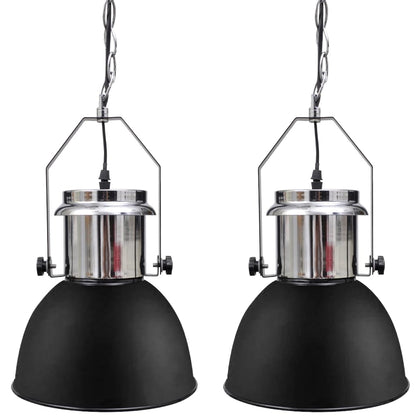 Berkfield Ceiling Lamp 2 pcs Height-adjustable Modern Black Metal