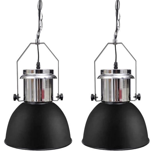Berkfield Ceiling Lamp 2 pcs Height-adjustable Modern Black Metal