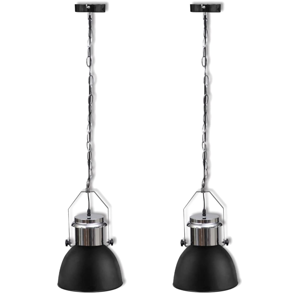 Berkfield Ceiling Lamp 2 pcs Height-adjustable Modern Black Metal