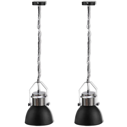 Berkfield Ceiling Lamp 2 pcs Height-adjustable Modern Black Metal