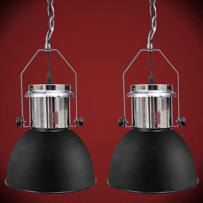 Berkfield Ceiling Lamp 2 pcs Height-adjustable Modern Black Metal
