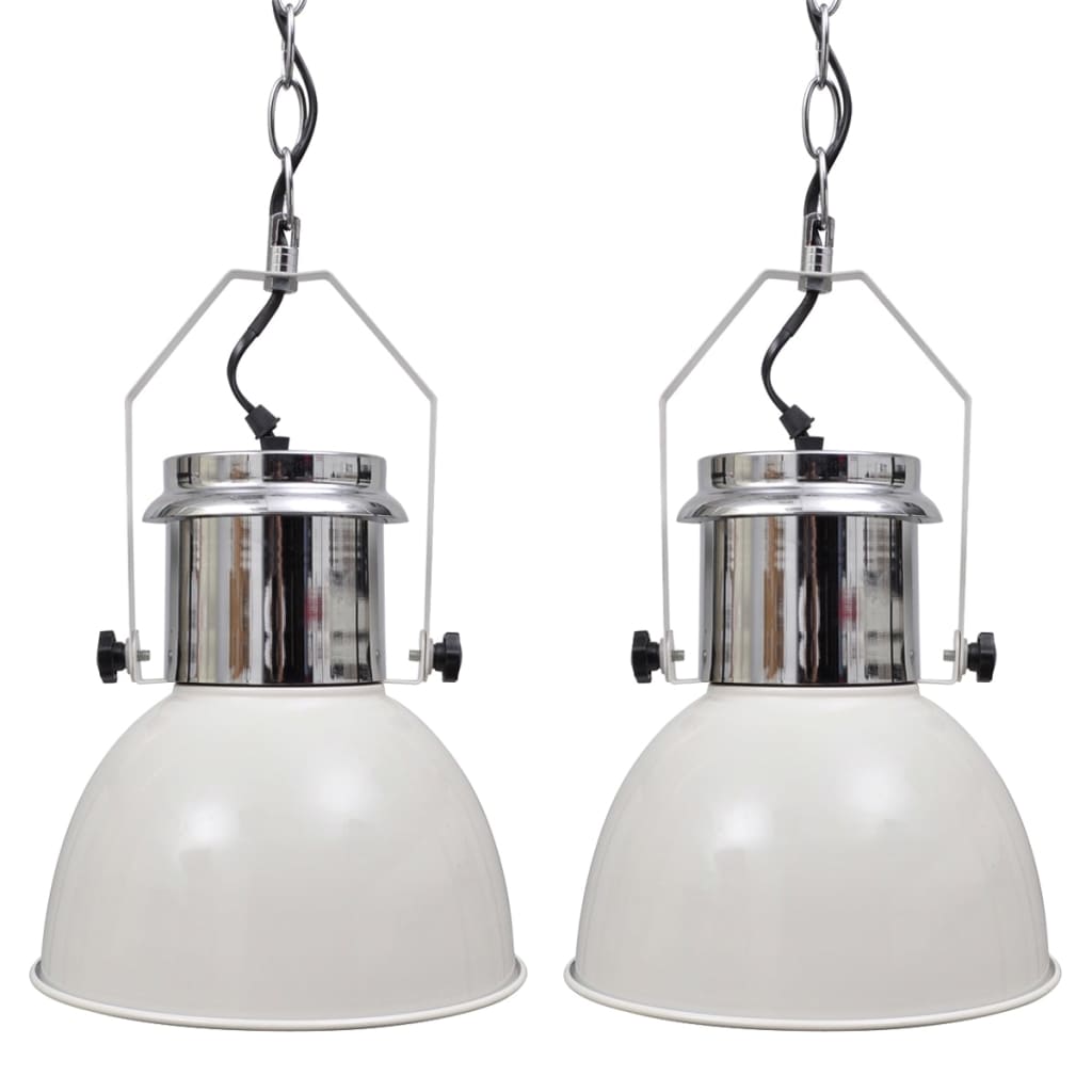 Berkfield Ceiling Lamp 2 pcs Height-adjustable Modern White Metal