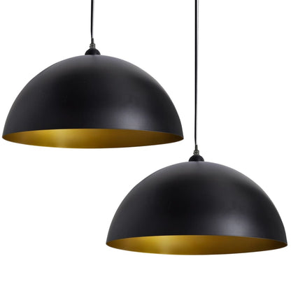 Berkfield Ceiling Lamp 2 pcs Height-adjustable Semi-spherical Black