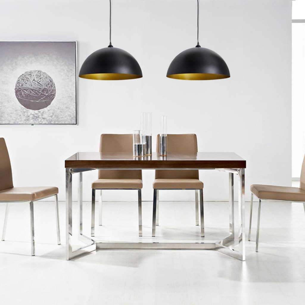 Berkfield Ceiling Lamp 2 pcs Height-adjustable Semi-spherical Black