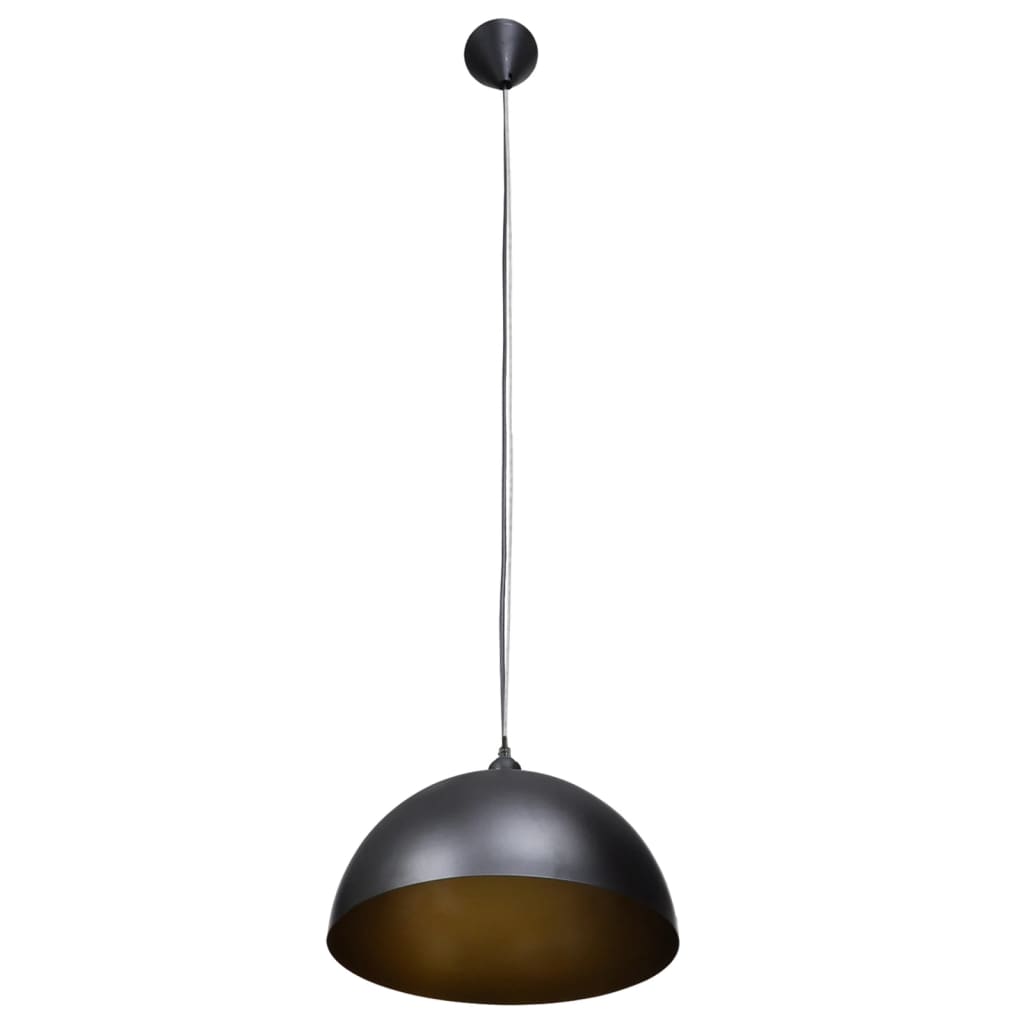 Berkfield Ceiling Lamp 2 pcs Height-adjustable Semi-spherical Black