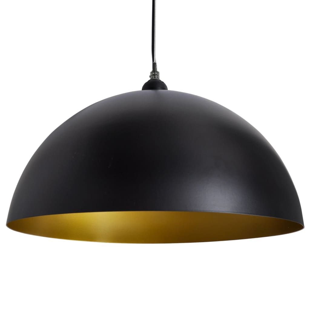 Berkfield Ceiling Lamp 2 pcs Height-adjustable Semi-spherical Black