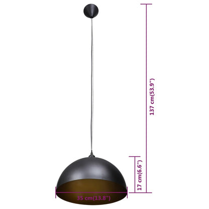 Berkfield Ceiling Lamp 2 pcs Height-adjustable Semi-spherical Black