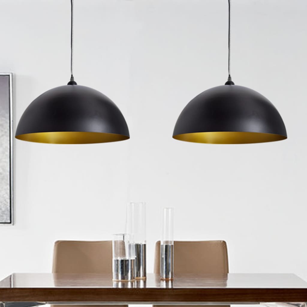 Berkfield Ceiling Lamp 2 pcs Height-adjustable Semi-spherical Black