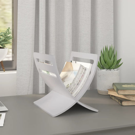Berkfield Wooden Magazine Rack Floor Standing White