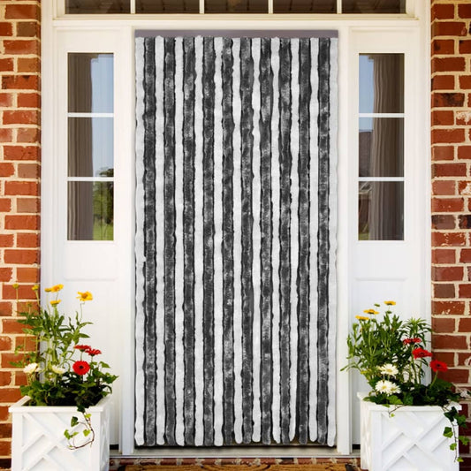Berkfield Insect Curtain Grey and White 90x220 cm Chenille
