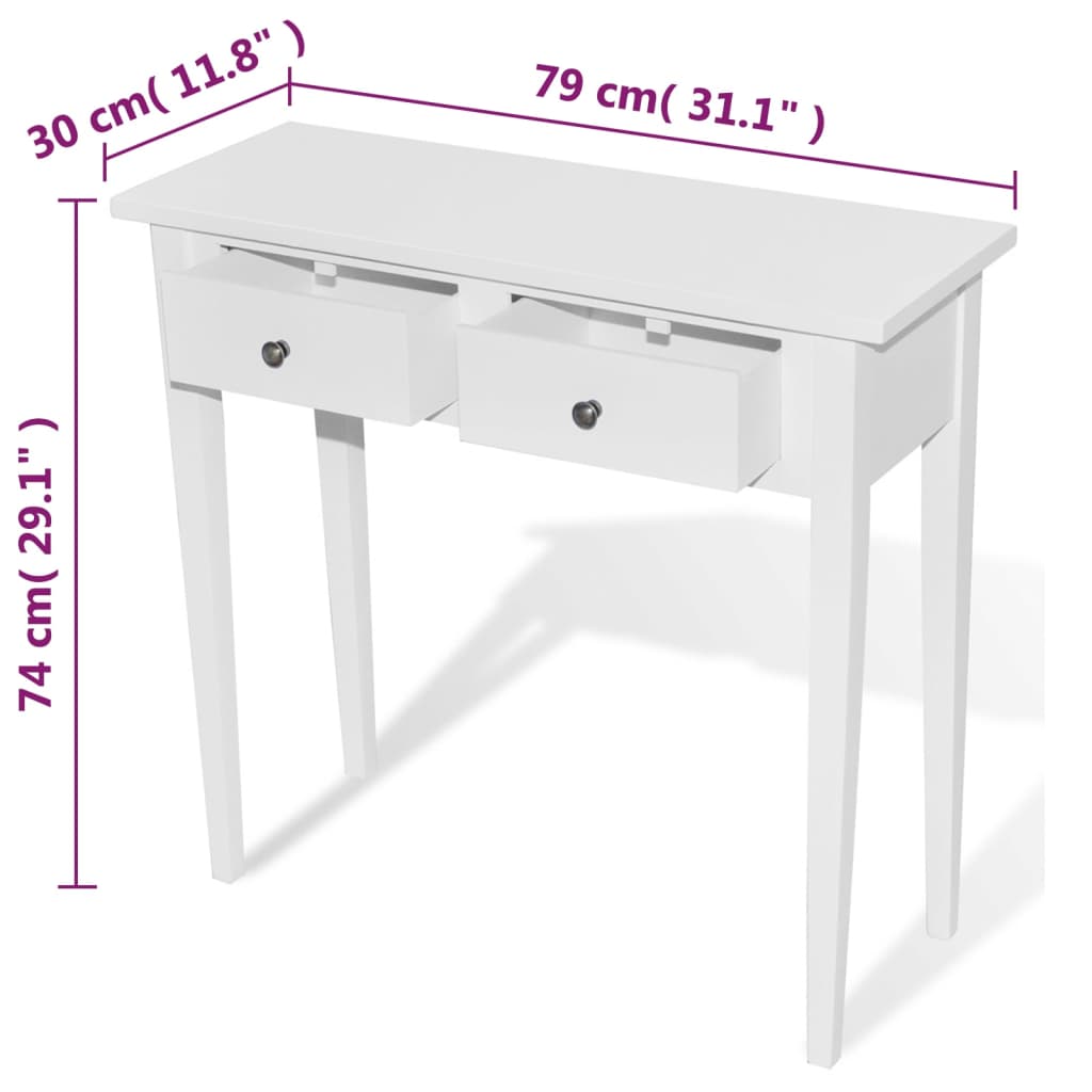 Berkfield Dressing Console Table with Two Drawers White