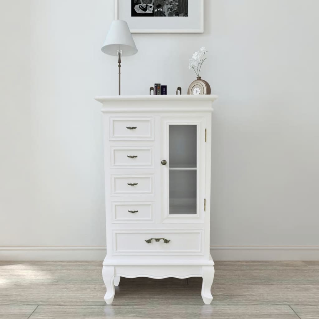 Berkfield Cabinet with 5 Drawers 2 Shelves White