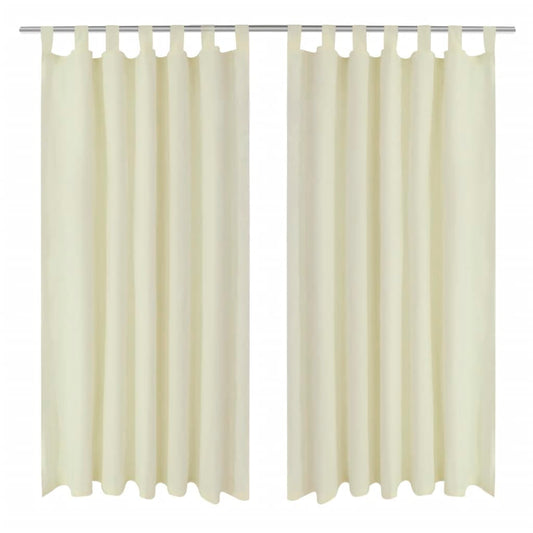 2 pcs Cream Micro-Satin Curtains with Loops 140 x 245 cm