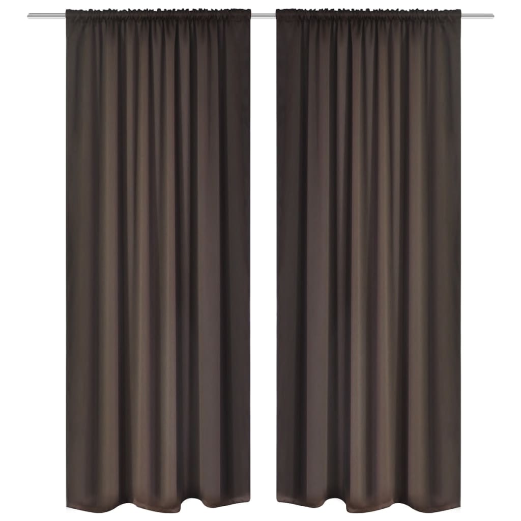 2 pcs Brown Slot-Headed Blackout Curtains 135 x 245 cm