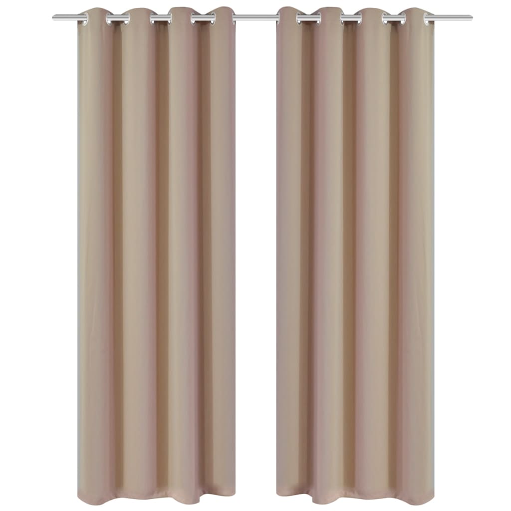 2 pcs Cream Blackout Curtains with Metal Rings 135 x 245 cm